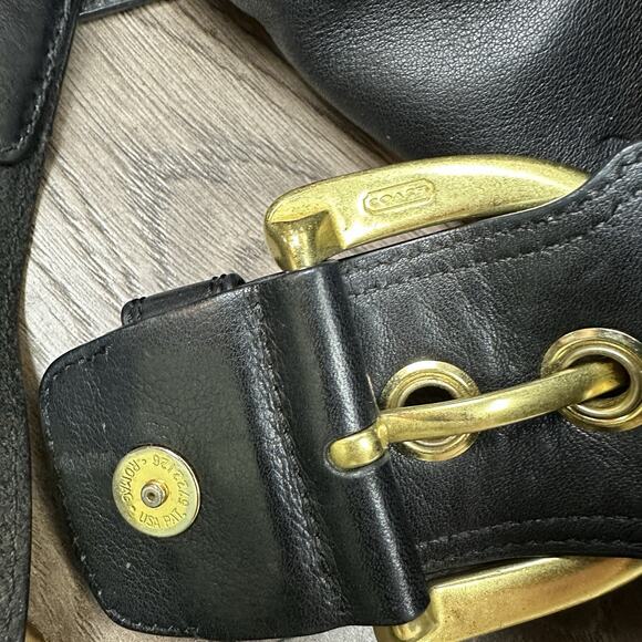 VTG COACH Leather Soho Flap Shoulder Bag Black Gold Tone W/Charm F11842 Y2K - Picture 12 of 14